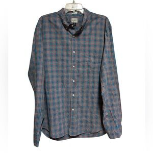 J.Crew Button Down Shirt Men XL  Blue gray Plaid Slim Fit 100% Cotton